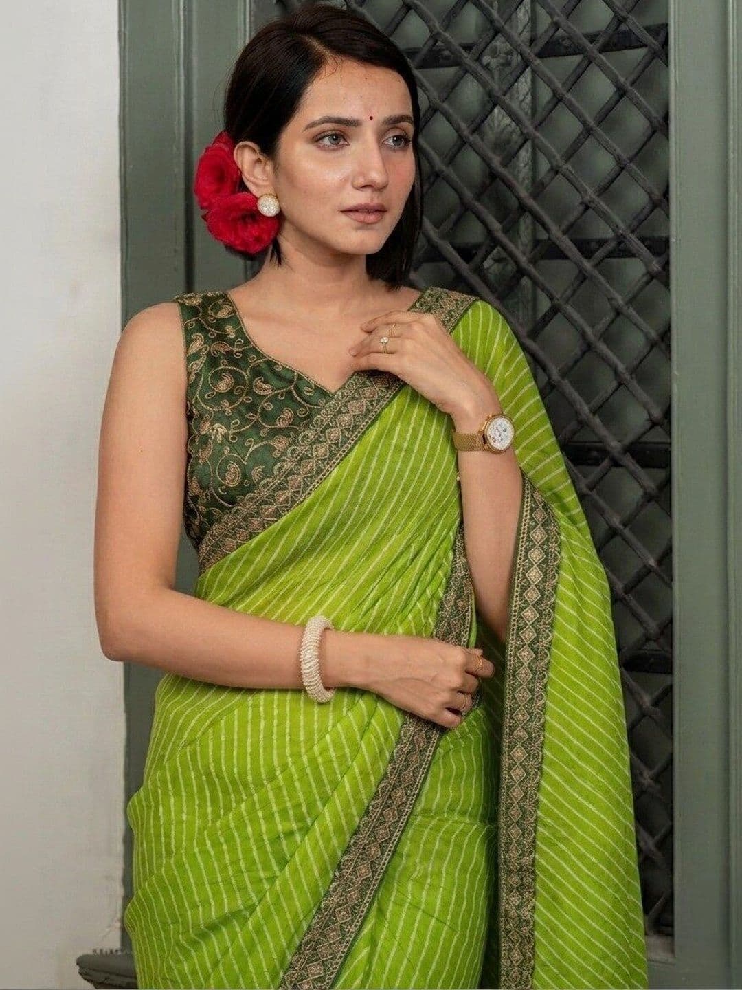 Mf Texo Striped Embroidered Poly Georgette Saree thumbnail 6