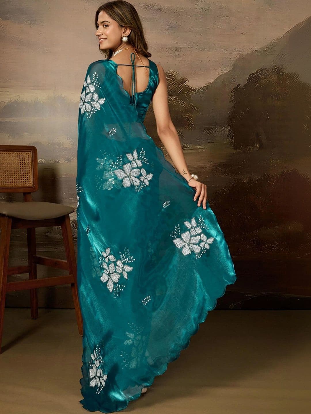 SZN Embellished Beads and Stones Art Silk Designer Saree thumbnail 5