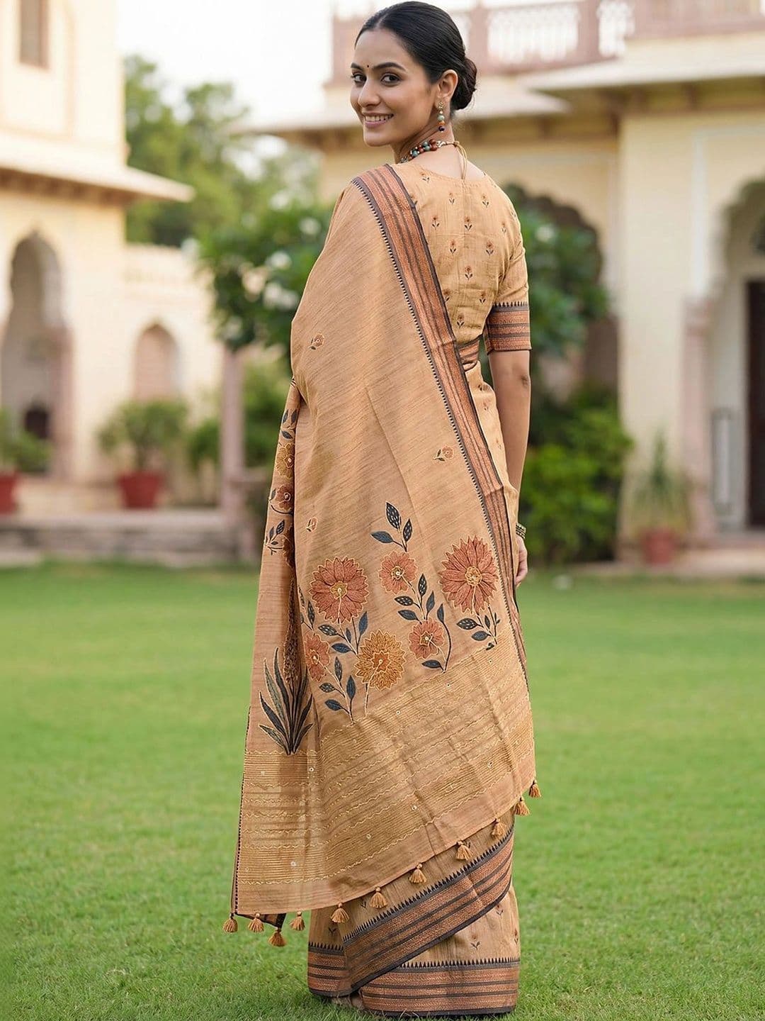 Mitera Floral Aari Work Saree thumbnail 3