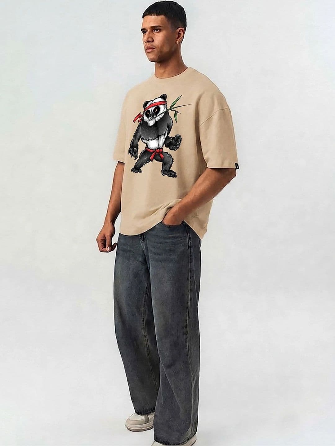 Mast & Harbour Men Printed Drop-Shoulder Sleeves T-shirt thumbnail 4