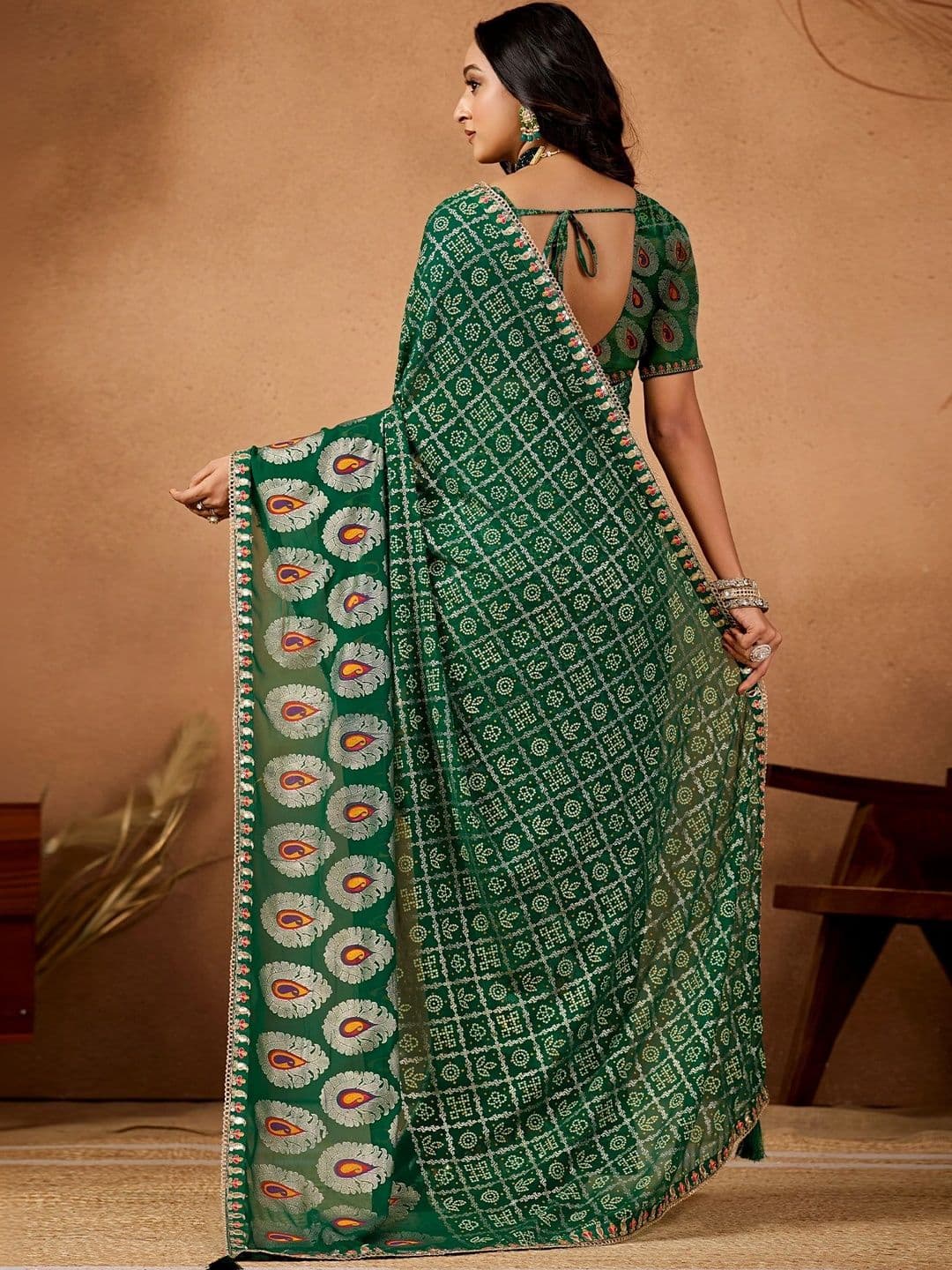 Nayanthara Trends Bandhani Poly Georgette Designer Bandhani Saree thumbnail 5