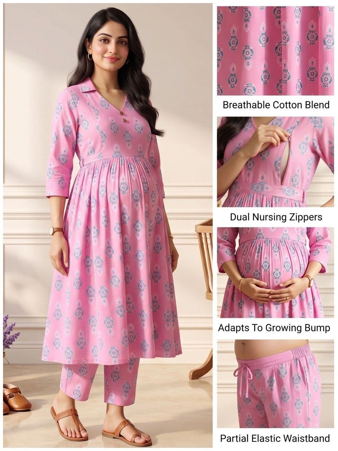 DUMMY SHAPE Women Ethnic Motifs Printed Empire Kurta with Trousers thumbnail 7