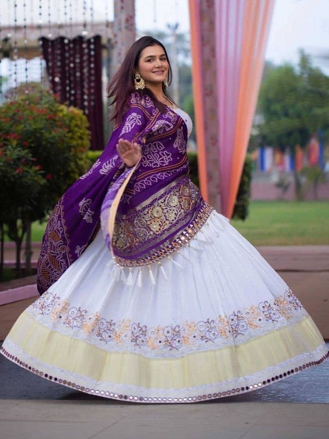 Sangria Embellished Mirror Work Semi-Stitched Lehenga & Unstitched Blouse With Dupatta thumbnail 5