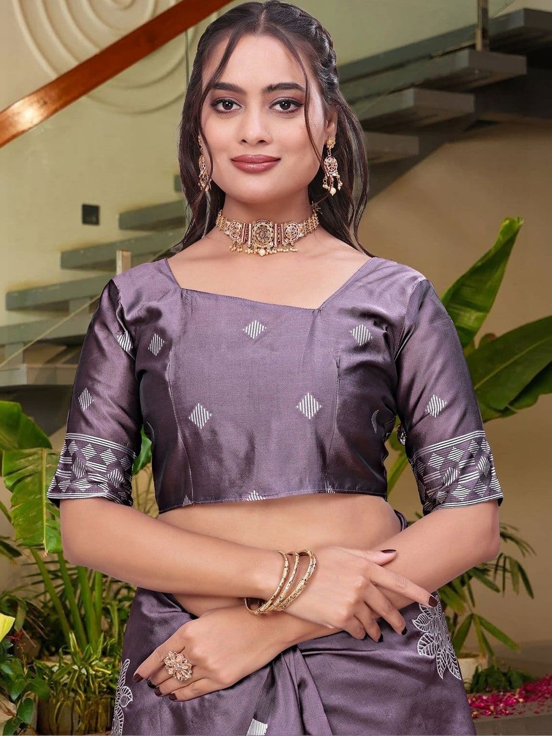 KALINI Floral Silk Blend Saree thumbnail 5