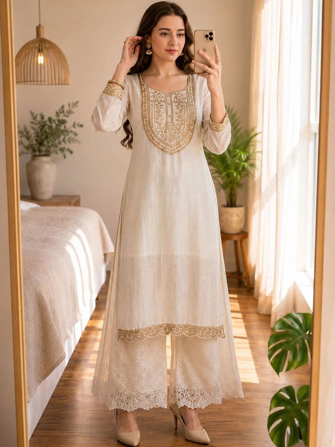 NARACHI TEXWORLD Women Ethnic Motifs Embroidered Thread Work Kurta thumbnail 2