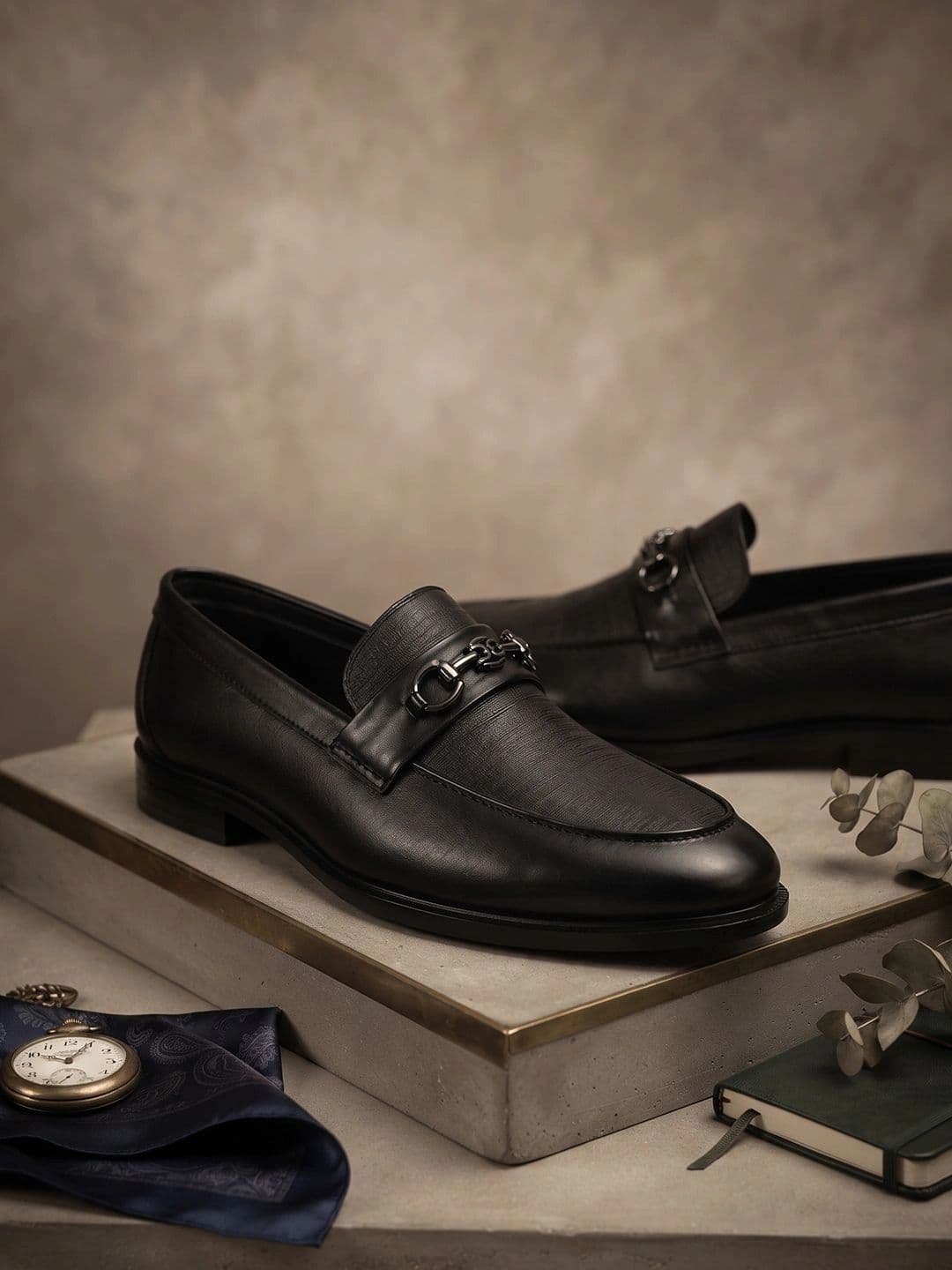 HERE&NOW Men Textured PU Round Toe Slip-On Formal Loafers thumbnail 5