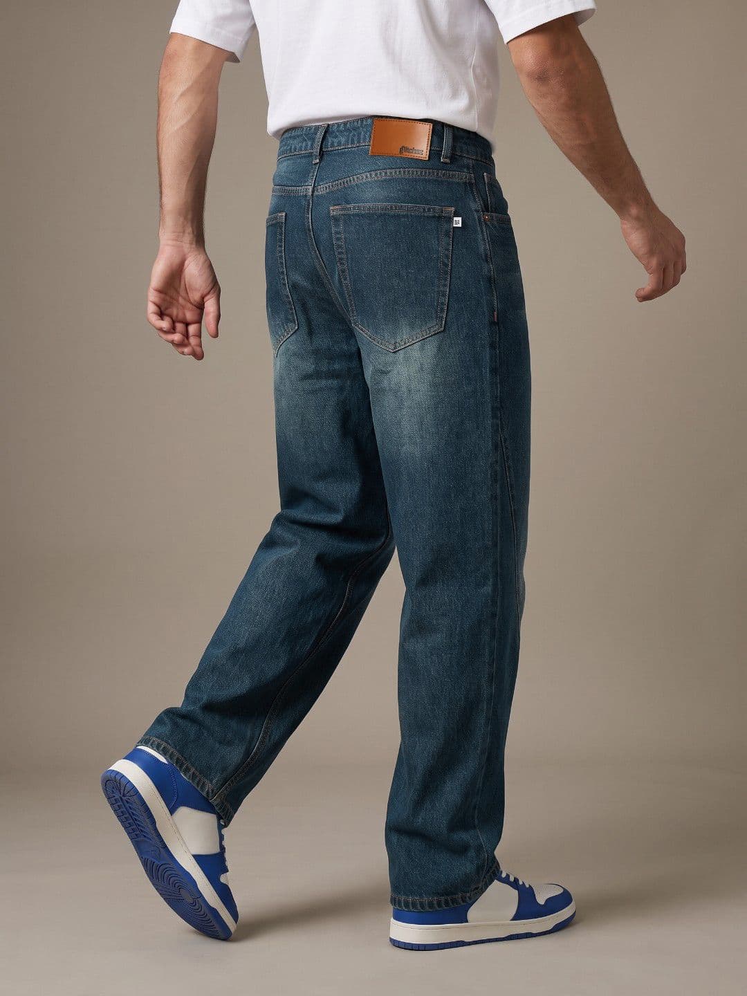 glitchez Men Baggy Fit Pure Cotton Heavy Fade Jeans thumbnail 3