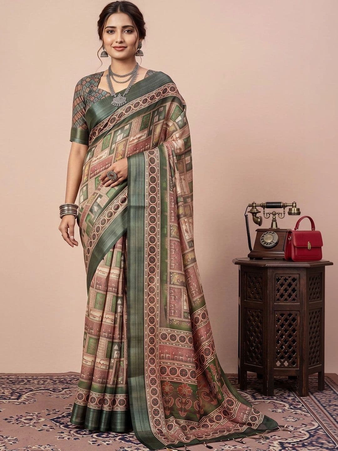 Anouk Zari Linen Blend Designer Saree - view 1