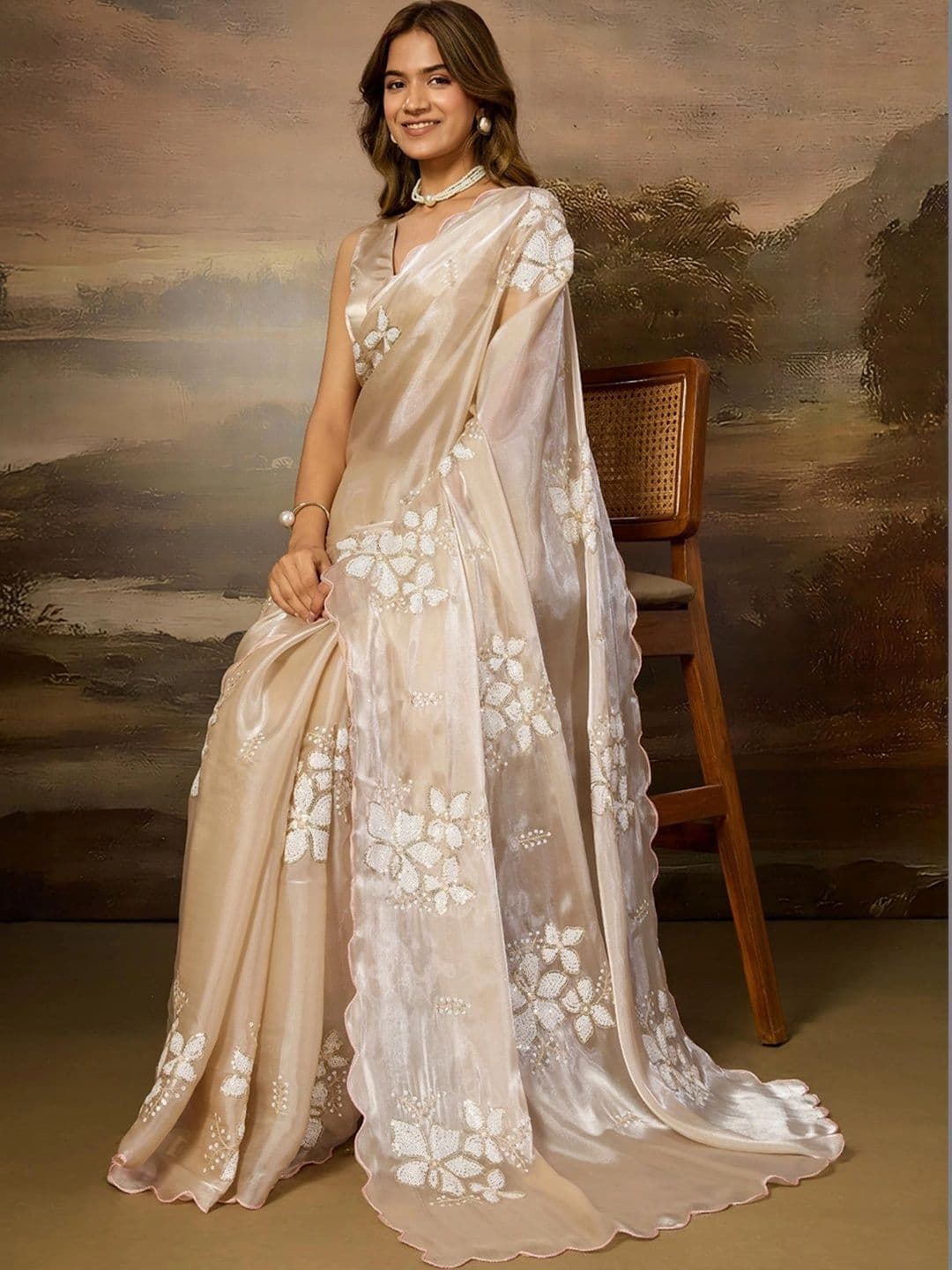 SZN Embellished Embroidered Art Silk Designer Saree thumbnail 3
