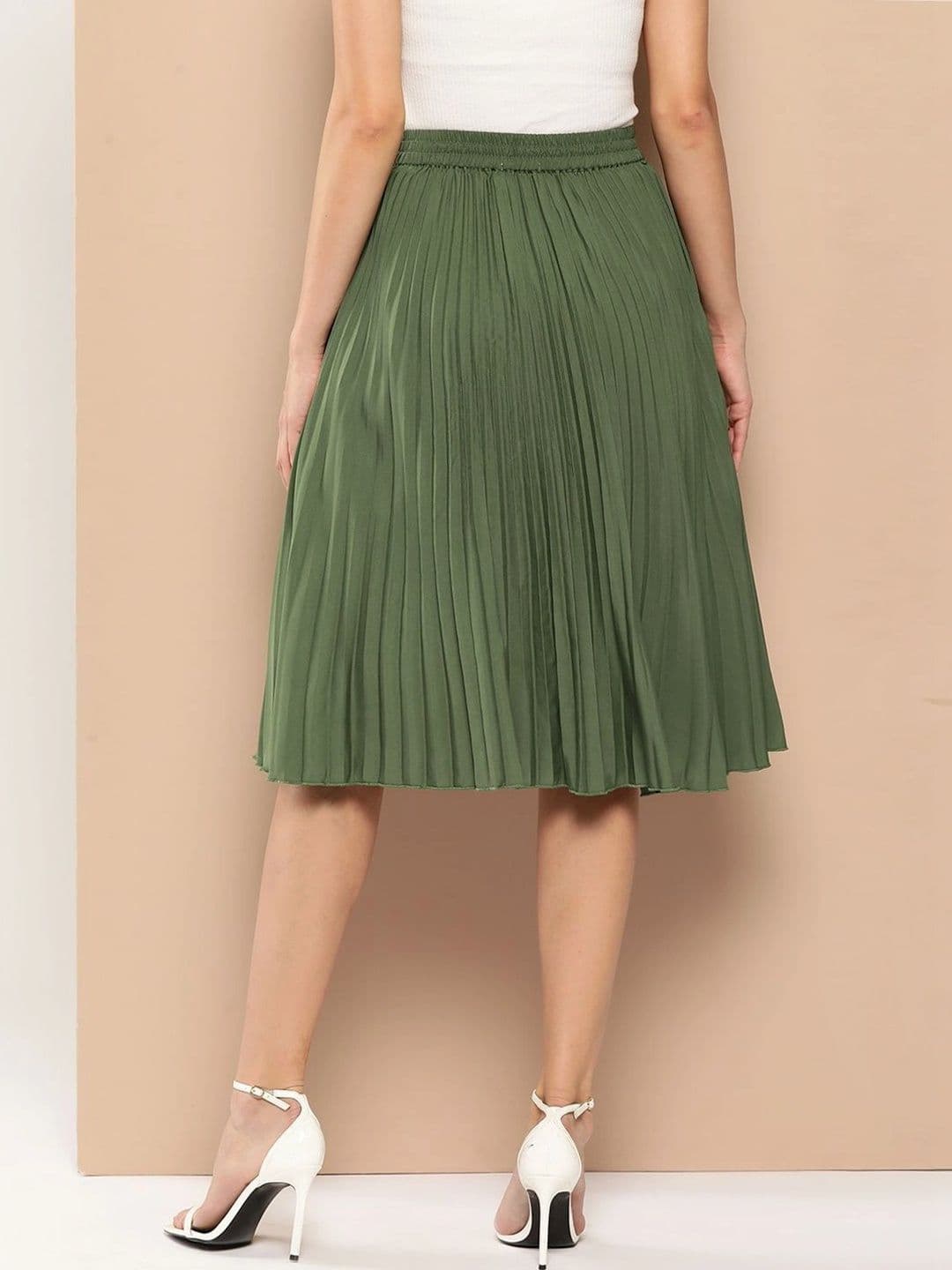Chemistry Women Crepe Accordion Pleated Midi A-Line Skirt thumbnail 3