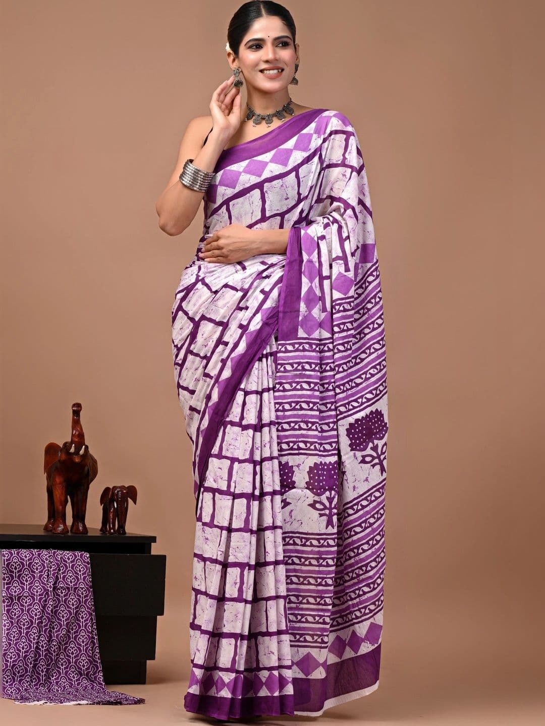 Anouk Batik Pure Cotton Block Print Saree - view 1