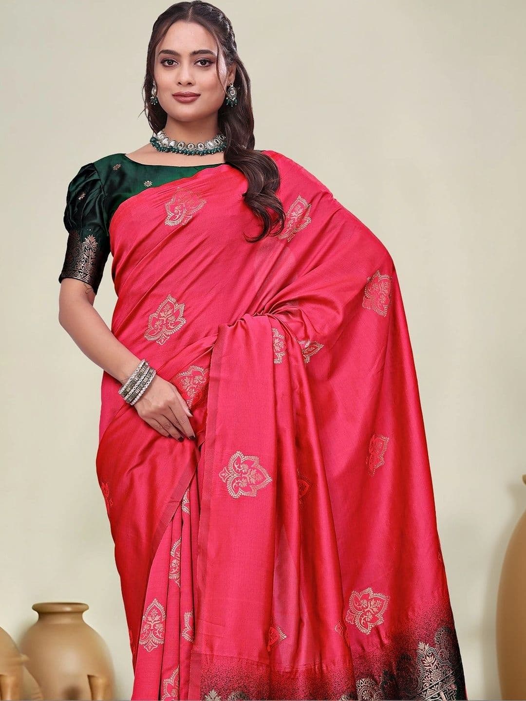 KALINI Floral Zari Silk Blend Saree thumbnail 7