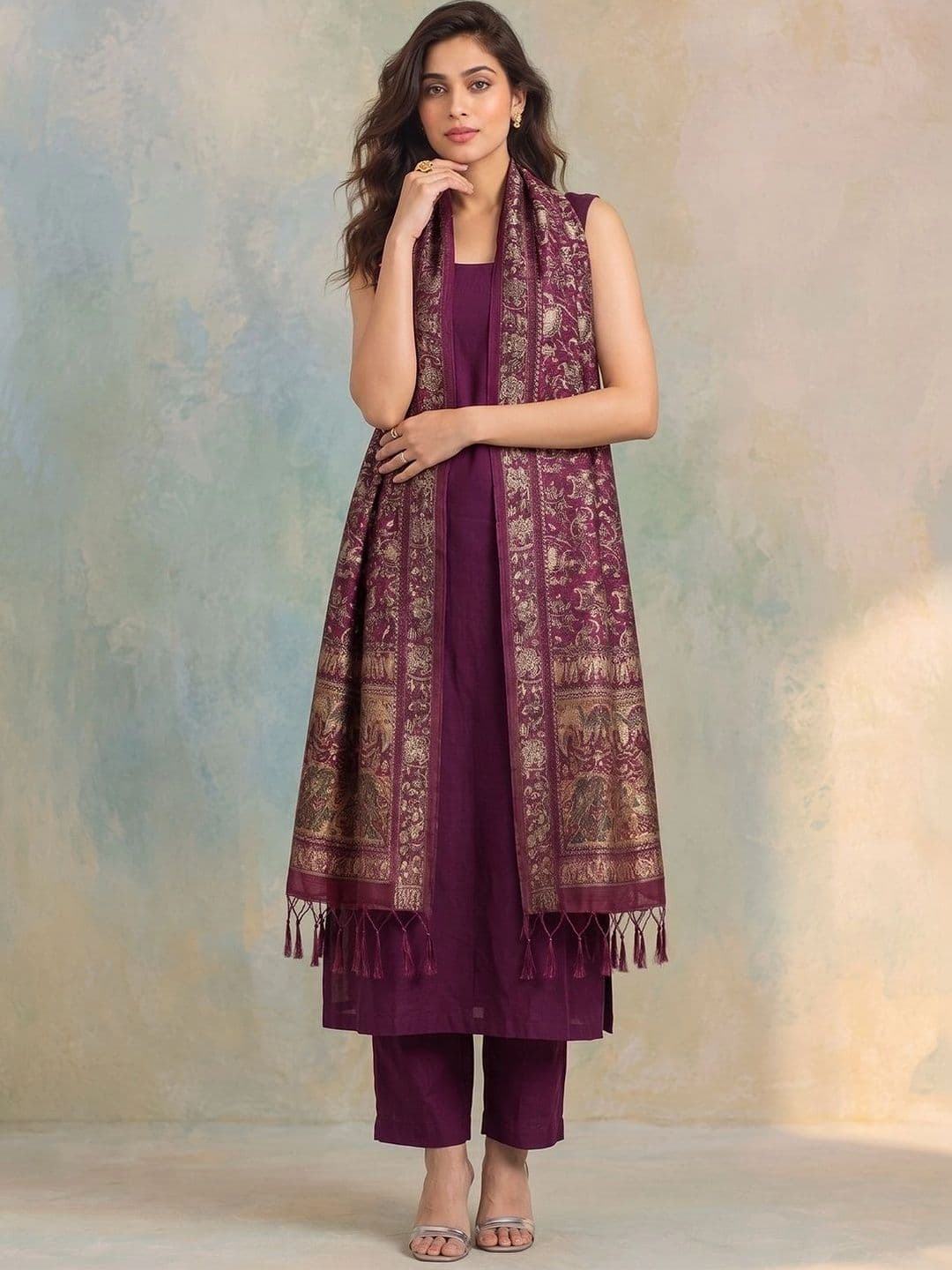 AADVIKA Women Ethnic Motifs Regular Kurta with Trousers & With Dupatta thumbnail 2