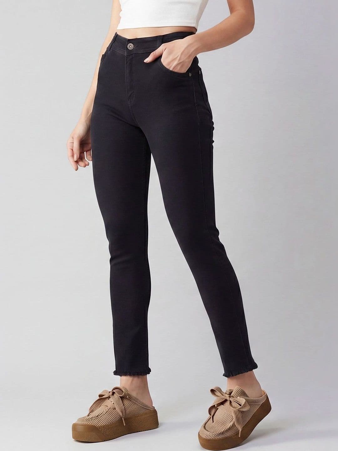 Mast & Harbour Women Slim Fit High-Rise Cuffed Hem Stretchable Jeans - view 1