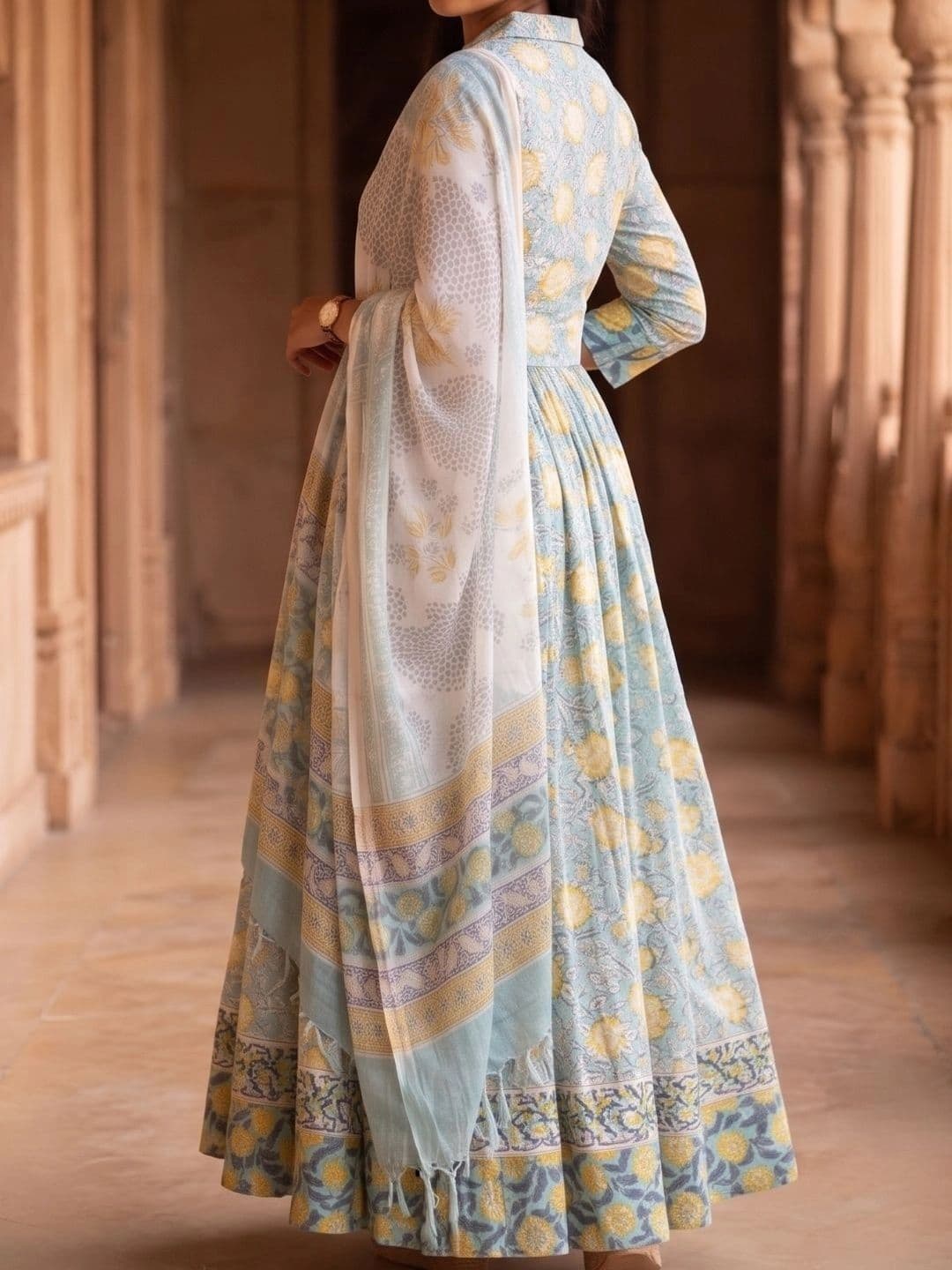 Avishya Printed Block Print Ready to Wear Lehenga & Blouse With Dupatta thumbnail 3