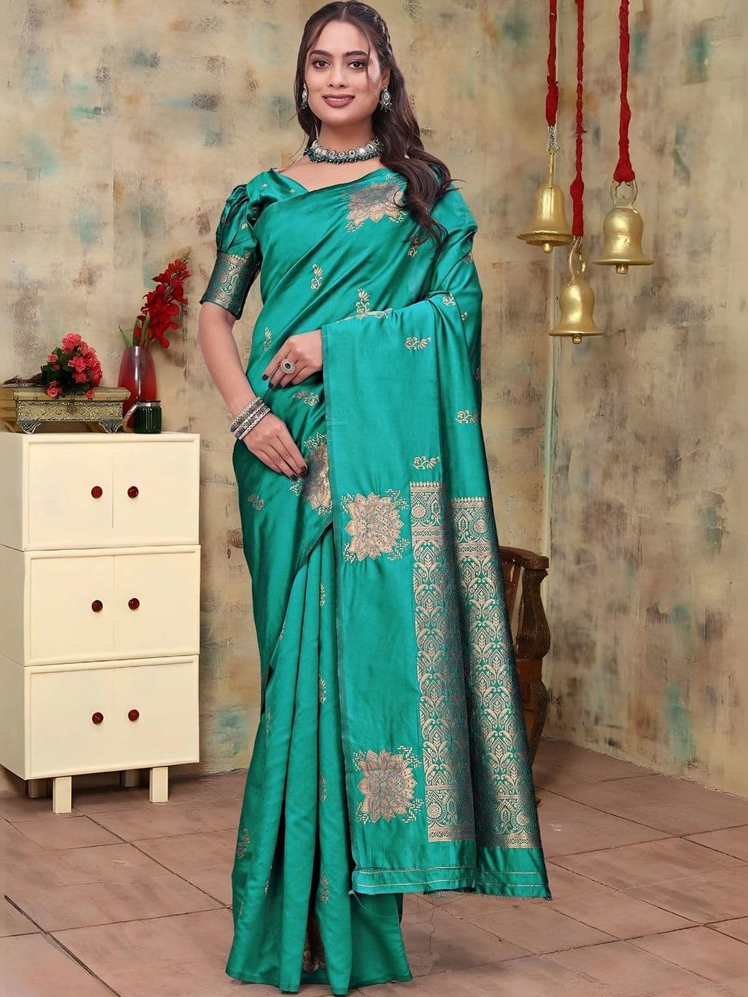 KALINI Woven Design Zari Silk Blend Saree - view 1