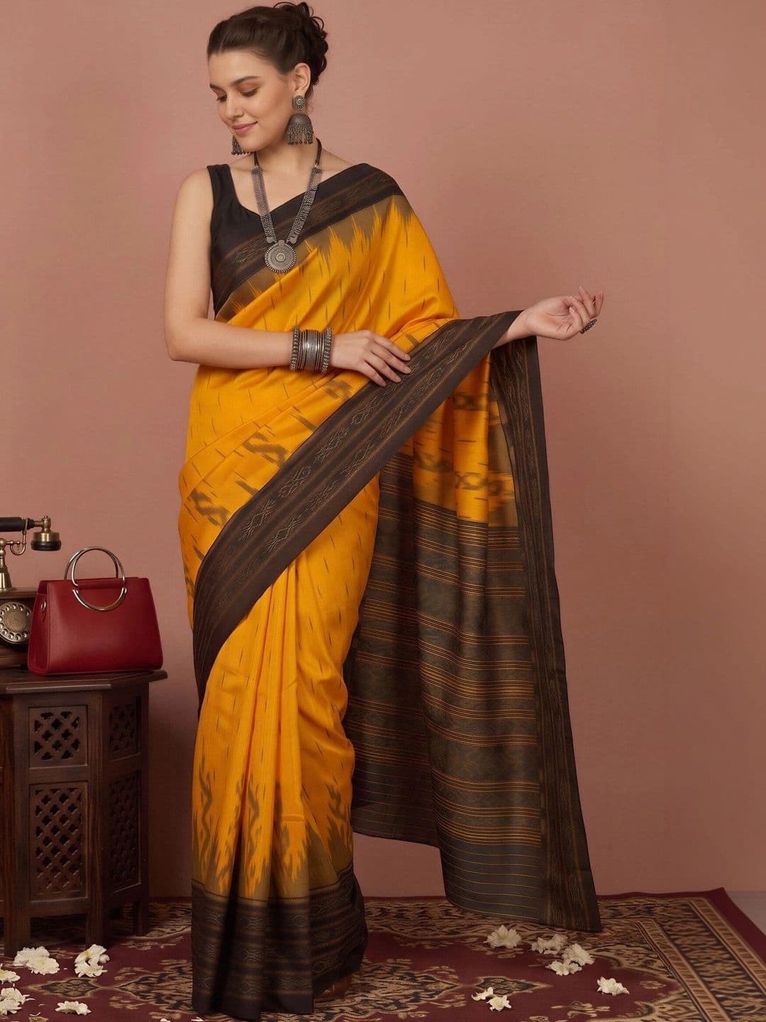 Anouk Ethnic Motifs Silk Blend Designer Ikat Saree thumbnail 5