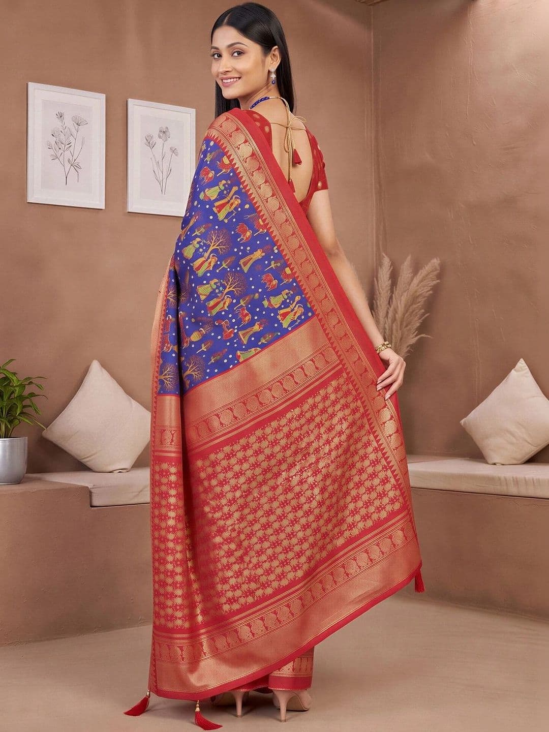 Anouk Woven Design Zari Designer Saree thumbnail 3