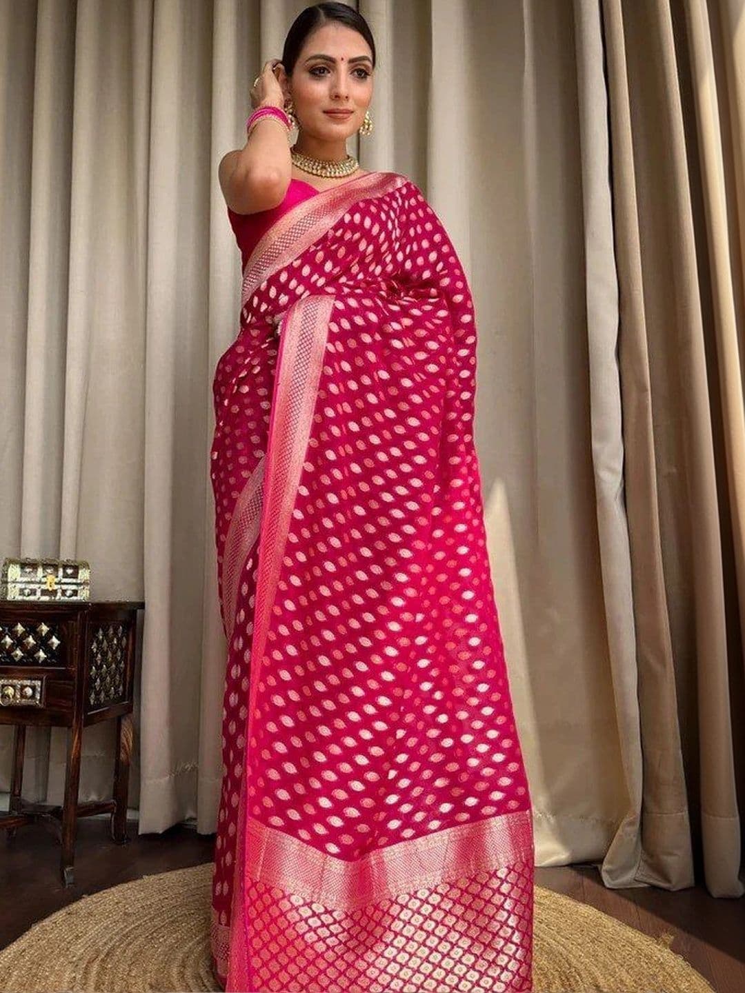House Of Nazakat Woven Design Zari Art Silk Banarasi Saree thumbnail 6