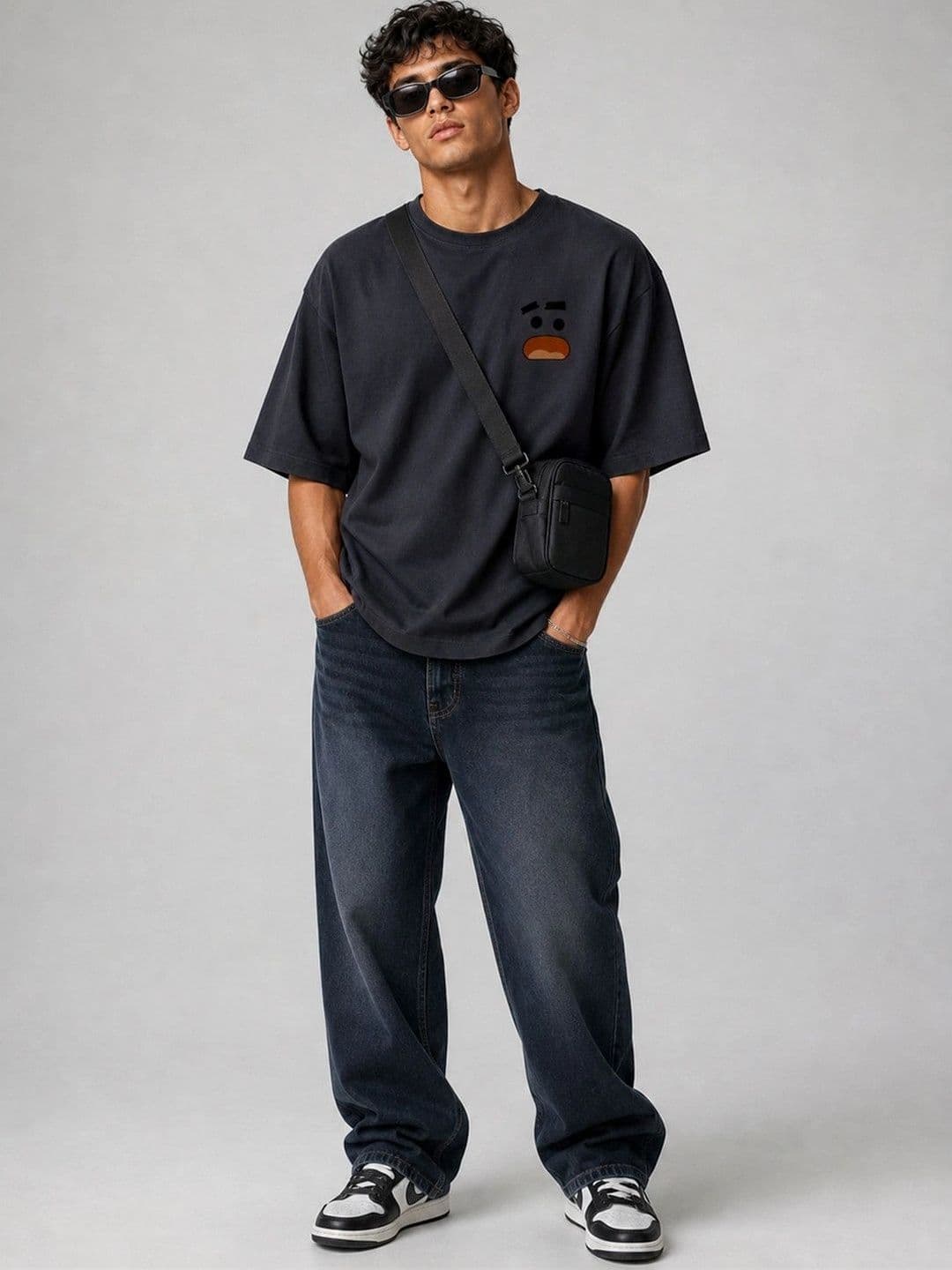 Suo Men Printed Drop-Shoulder Sleeves T-shirt thumbnail 2