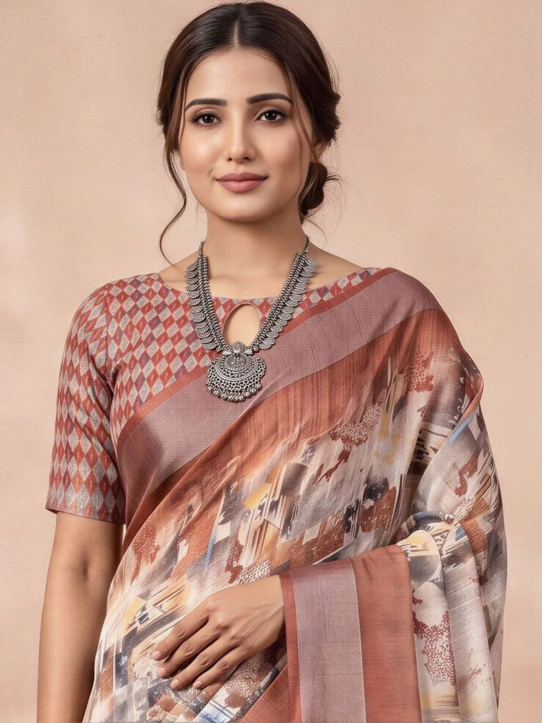 Anouk Zari Linen Blend Designer Saree thumbnail 2