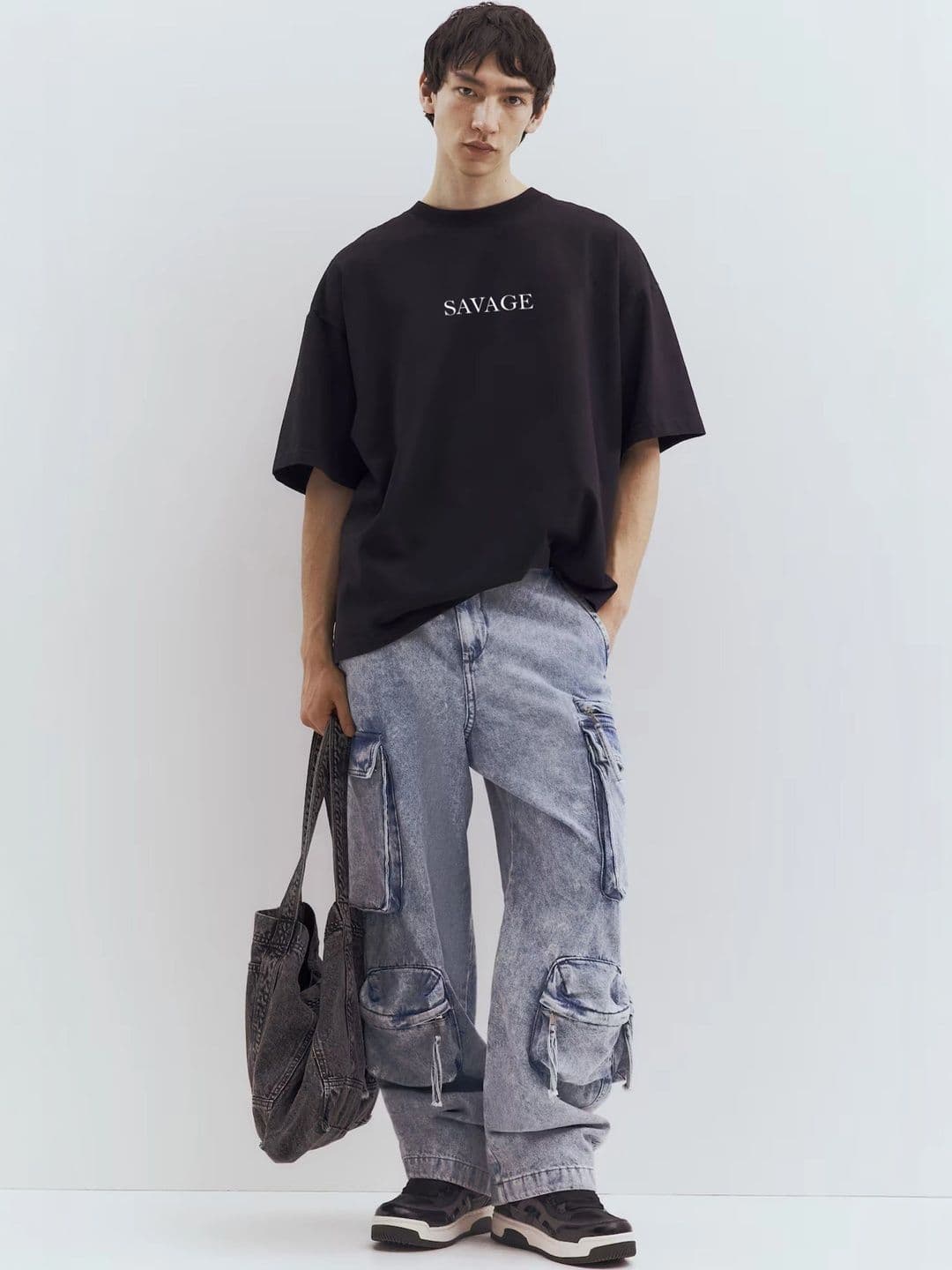 Moda rapido X TOGS & TERRE Men Typography Printed Drop-Shoulder Sleeves Organic Cotton Blend T-shirt thumbnail 2