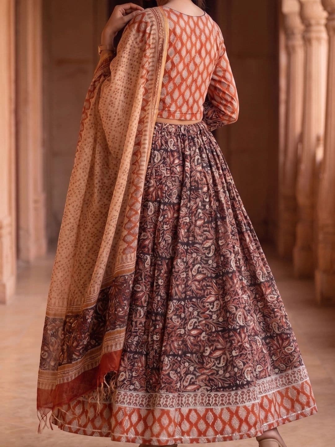 Avishya Printed Block Print Ready to Wear Lehenga & Blouse With Dupatta thumbnail 6