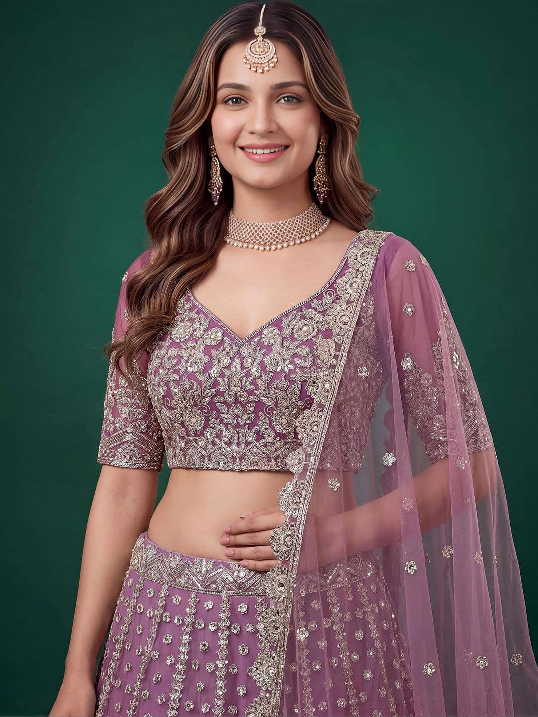 Zeel Clothing Embroidered Semi-Stitched Lehenga & Unstitched Blouse With Dupatta thumbnail 6