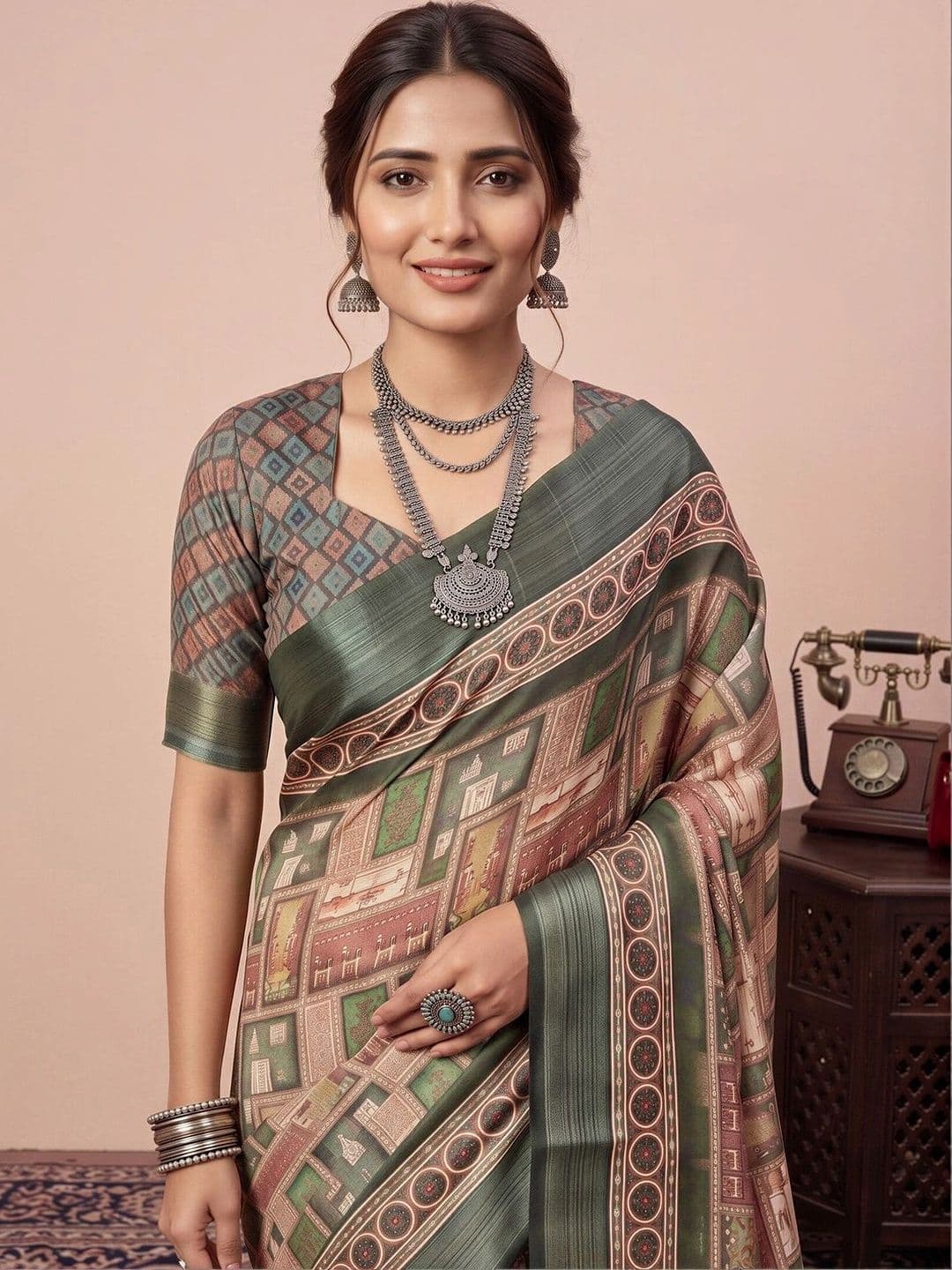Anouk Zari Linen Blend Designer Saree thumbnail 7