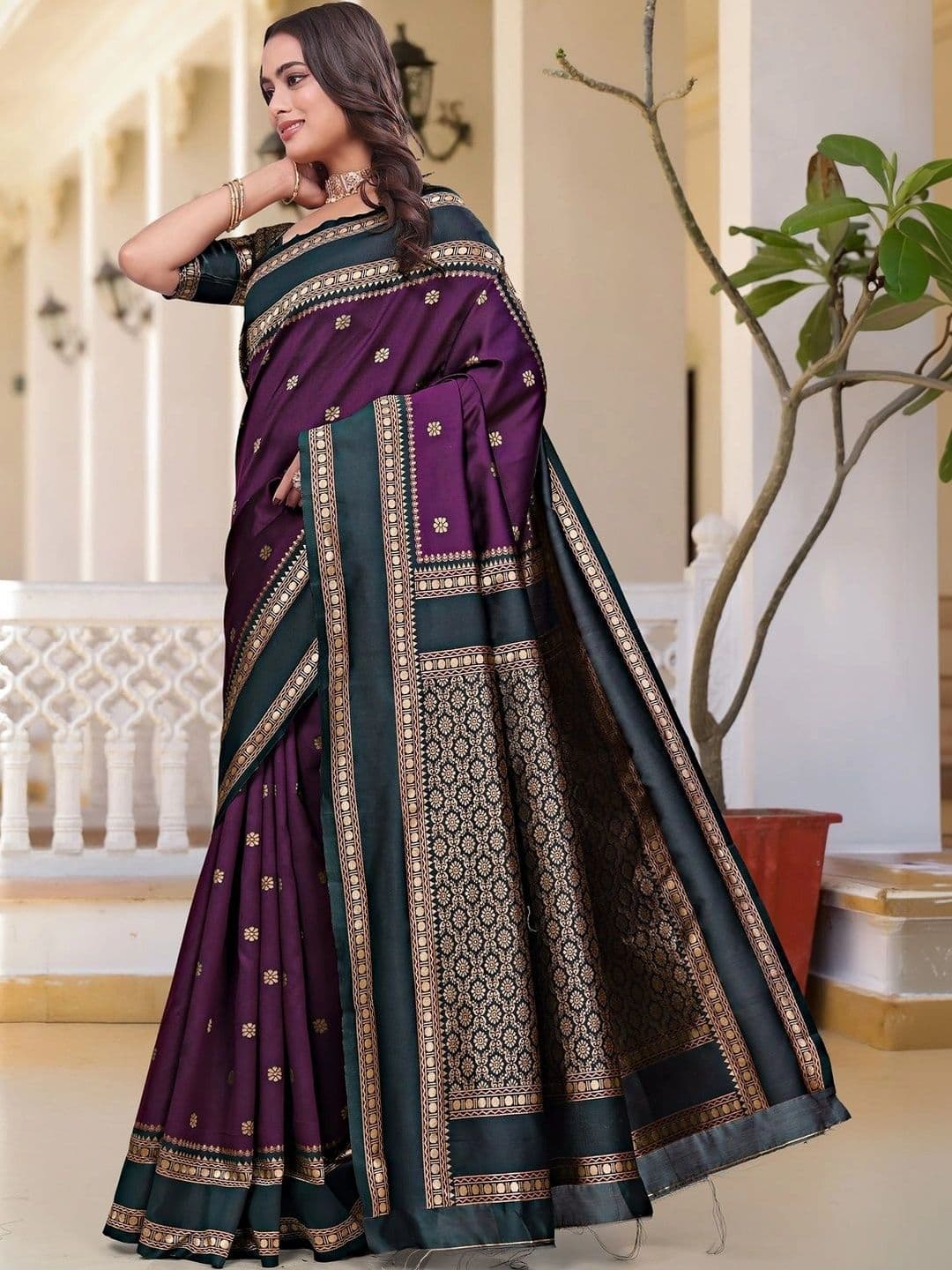KALINI Woven Design Zari Silk Blend Saree thumbnail 4