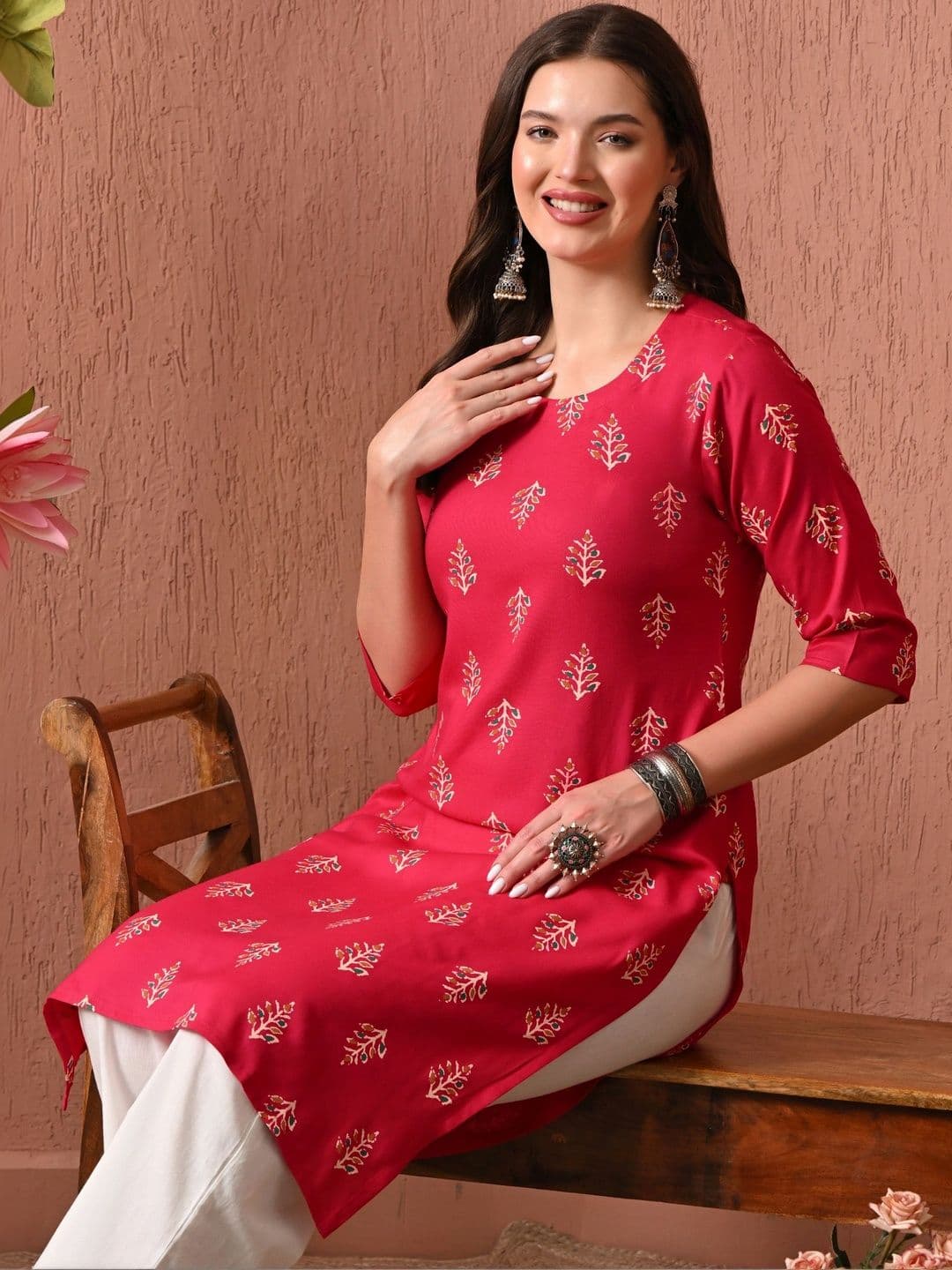 Sangria Women Ethnic Motifs Printed Kurta thumbnail 6