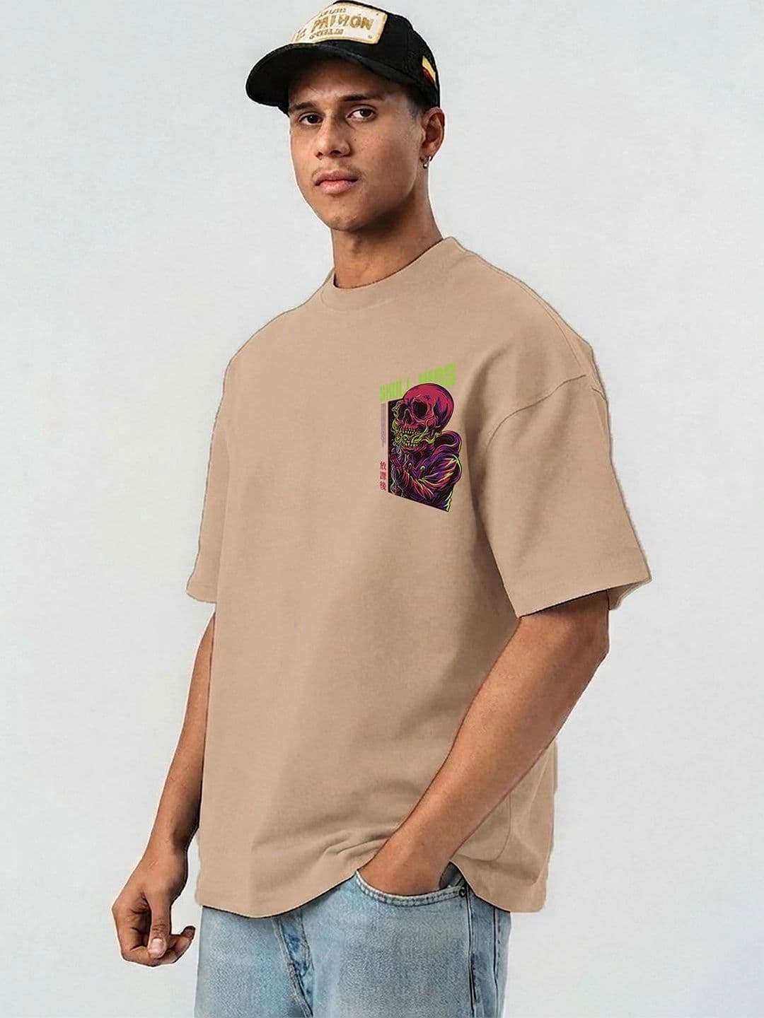 Mast & Harbour Men Printed Drop-Shoulder Sleeves T-shirt thumbnail 3