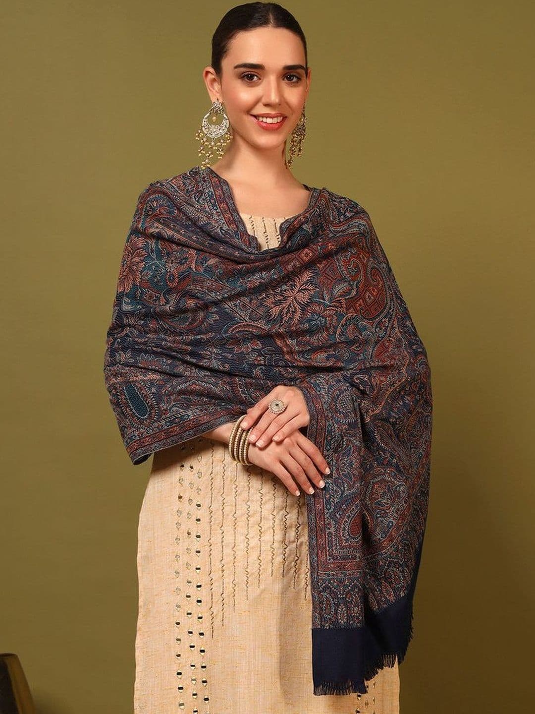 KANIDAR Women Woven Design Shawl thumbnail 7