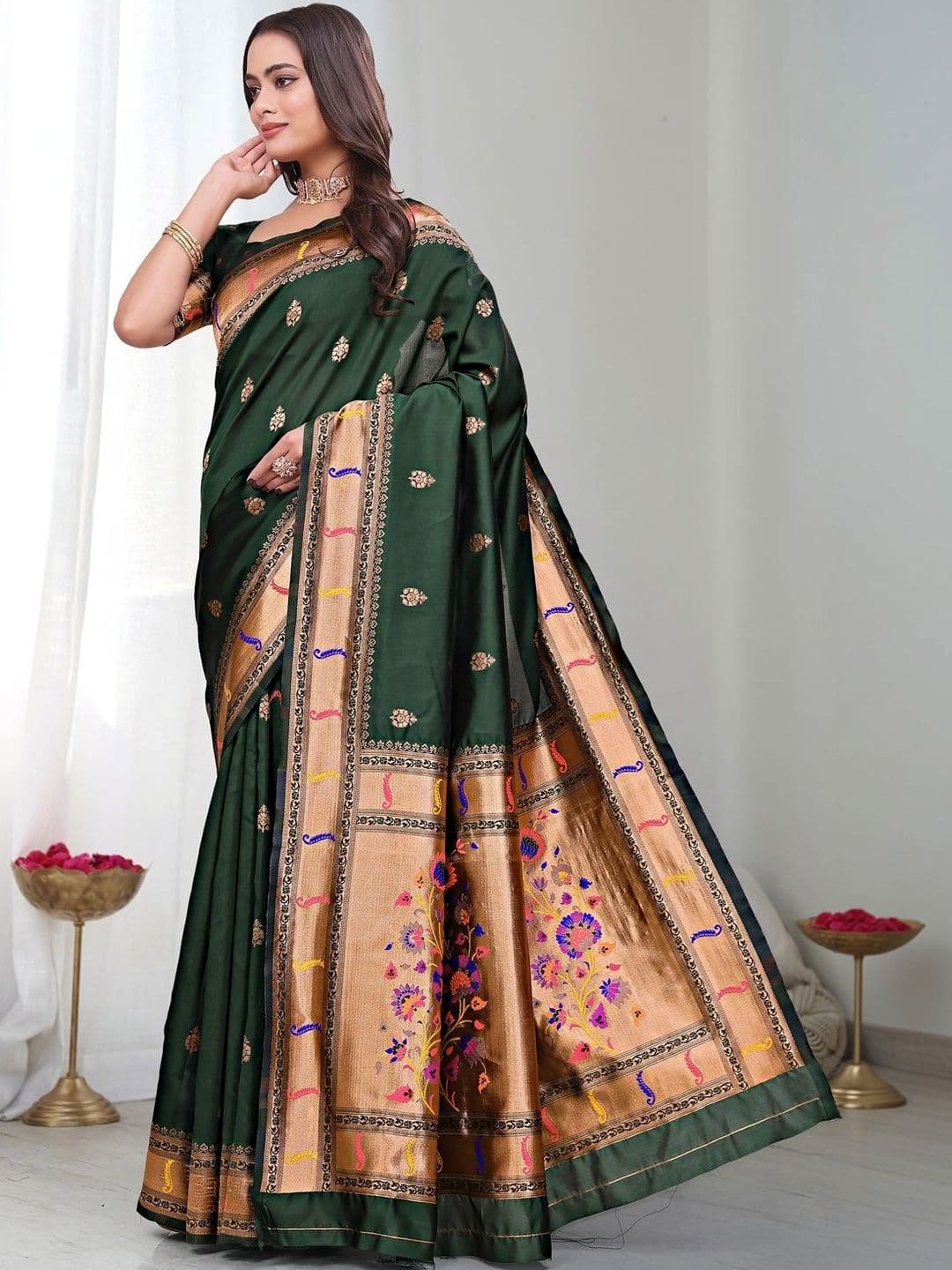 KALINI Woven Design Zari Silk Blend Saree thumbnail 2