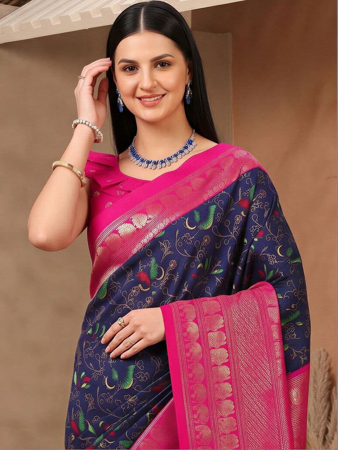 Anouk Embellished Designer Banarasi Saree thumbnail 6