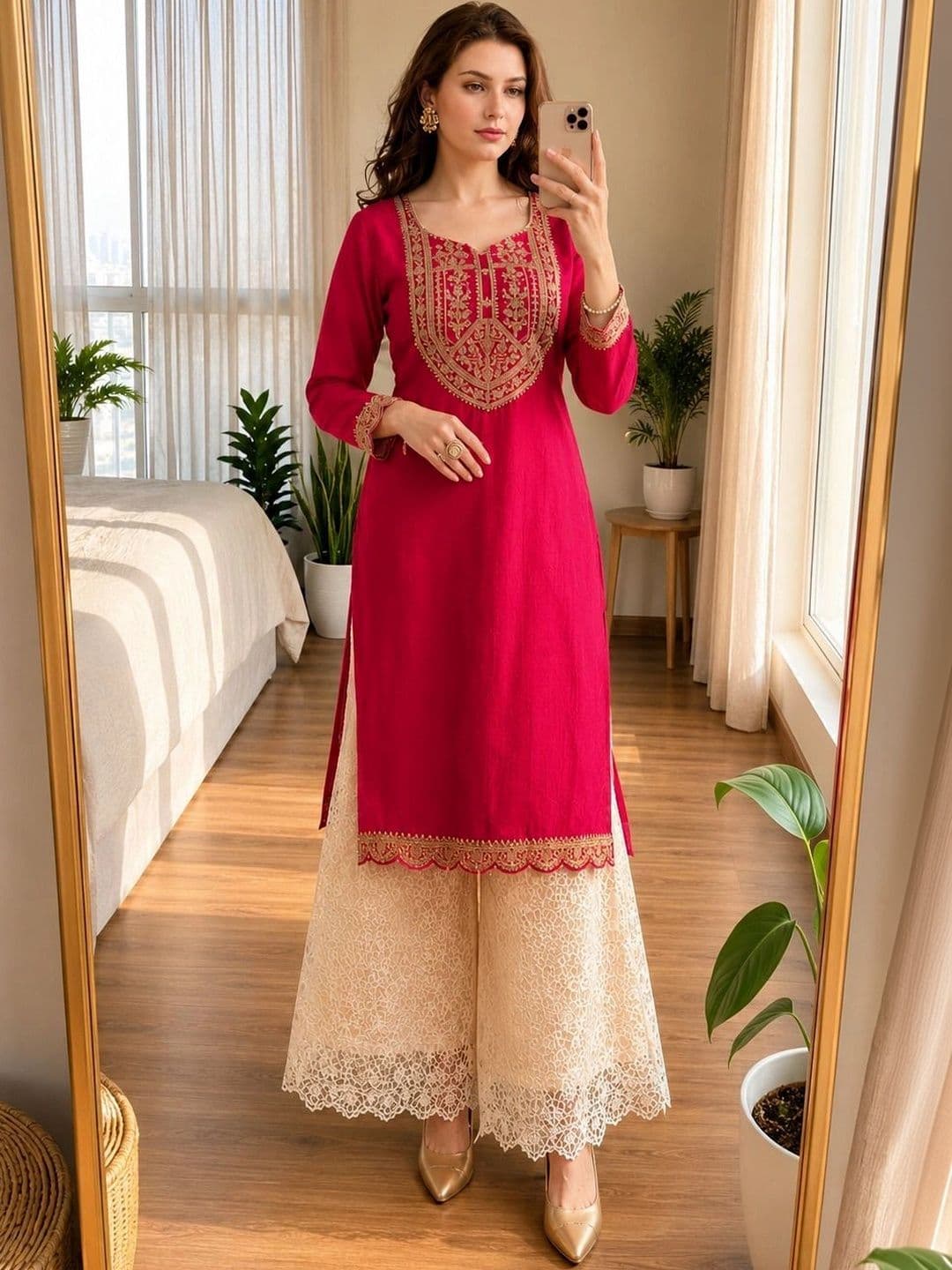 NARACHI TEXWORLD Women Ethnic Motifs Embroidered Kurta thumbnail 5