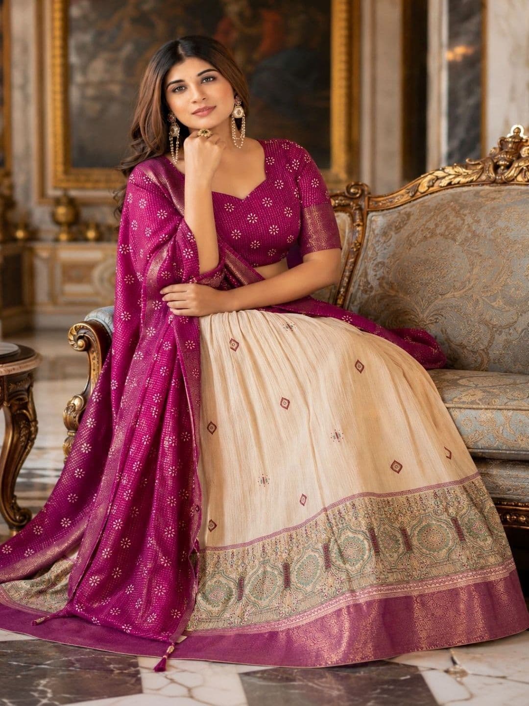 House of Pataudi Semi-Stitched Lehenga & Unstitched Blouse With Dupatta thumbnail 5