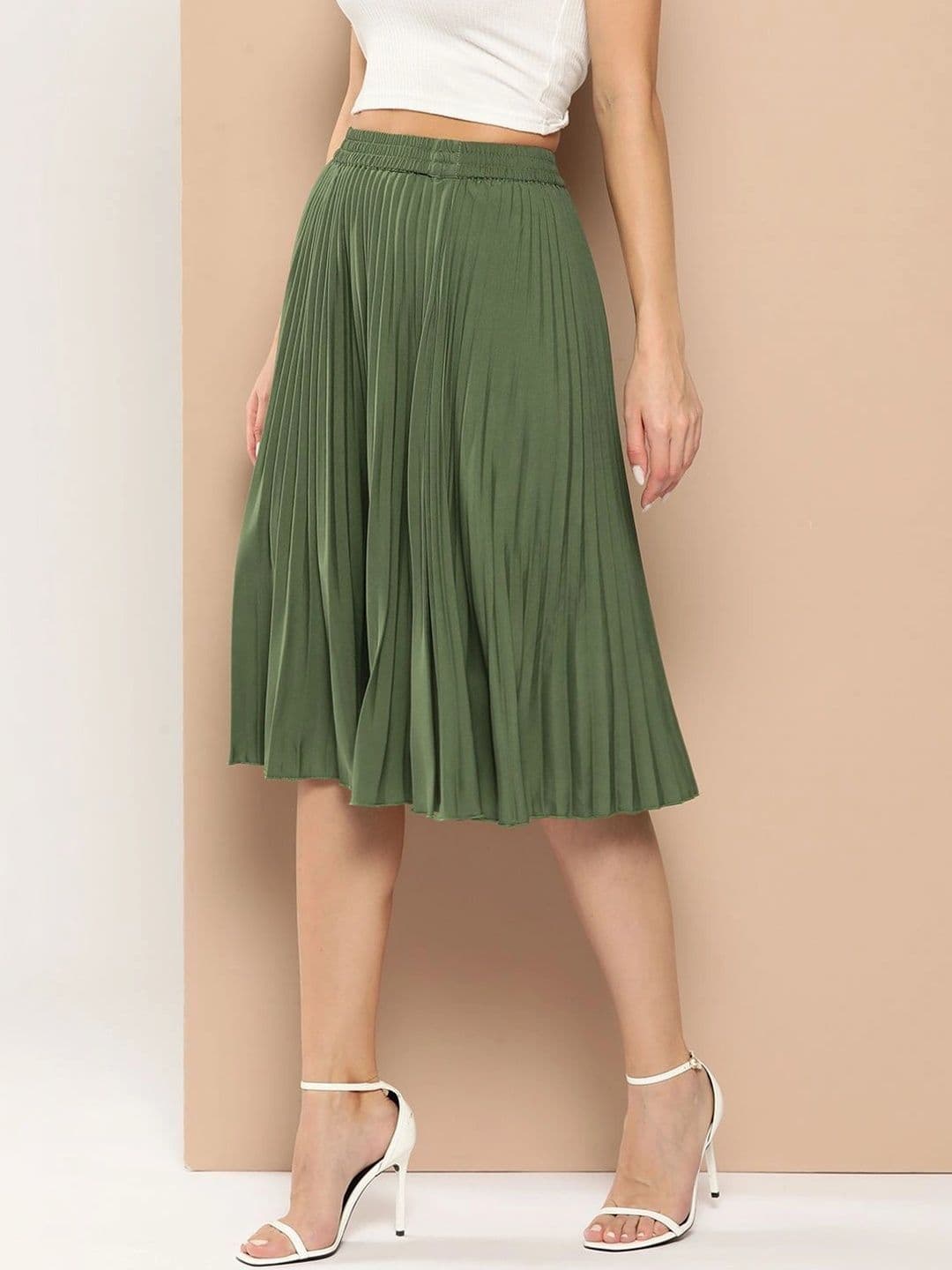 Chemistry Women Crepe Accordion Pleated Midi A-Line Skirt - view 1