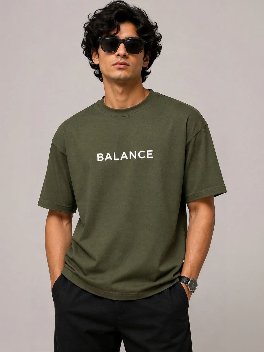 Angel Bella Men Typography Printed Drop-Shoulder Sleeves T-shirt - view 1