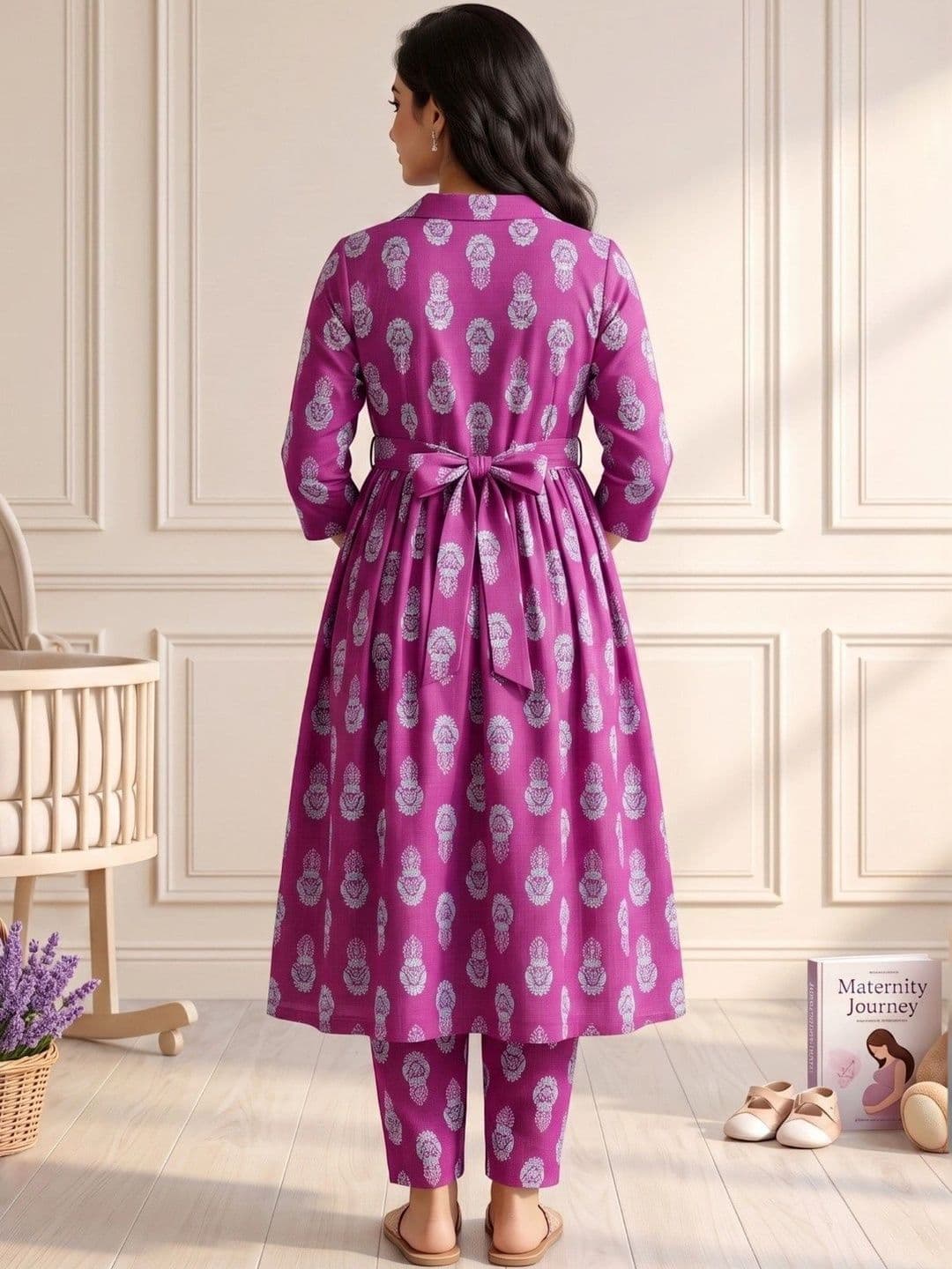 DUMMY SHAPE Women Ethnic Motifs Printed Empire Kurta with Trousers thumbnail 6