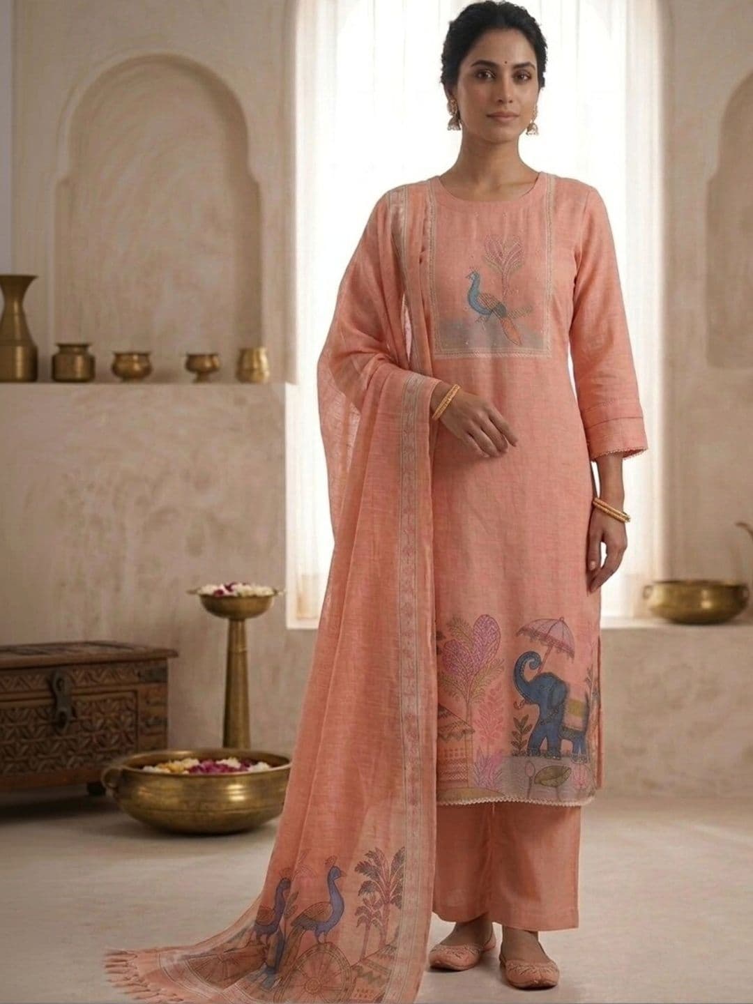 Haranozy Printed Pure Cotton Semi-Stitched Dress Material thumbnail 2