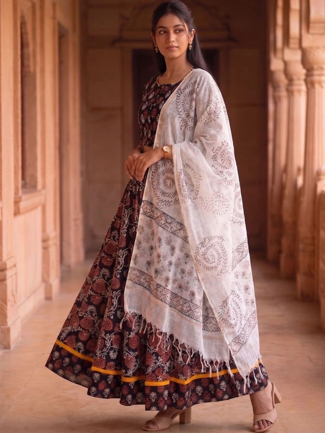 Avishya Printed Block Print Ready to Wear Lehenga & Blouse With Dupatta thumbnail 3