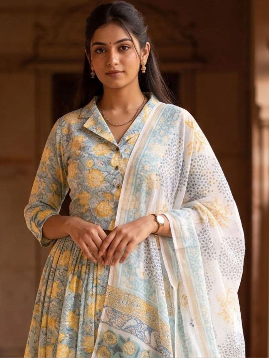 Avishya Printed Block Print Ready to Wear Lehenga & Blouse With Dupatta thumbnail 6
