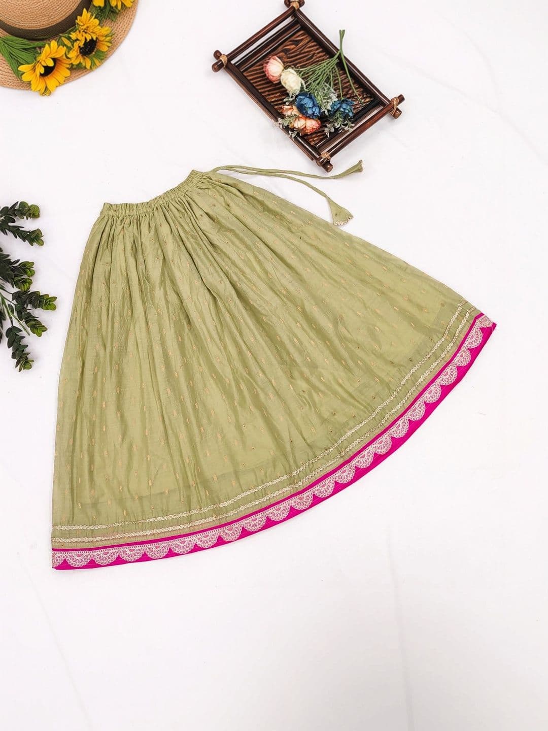 Sangria Girls Embroidered Thread Work Ready to Wear Lehenga & Blouse With Dupatta thumbnail 6