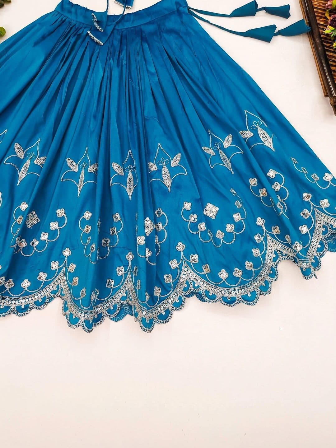 Sangria Girls Embroidered Mirror Work Ready to Wear Lehenga & thumbnail 2
