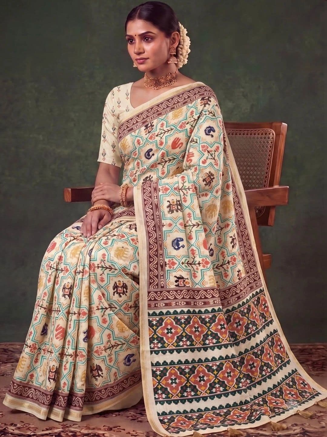 SAMANTHA Ethnic Motifs Zari Silk Blend Saree thumbnail 3