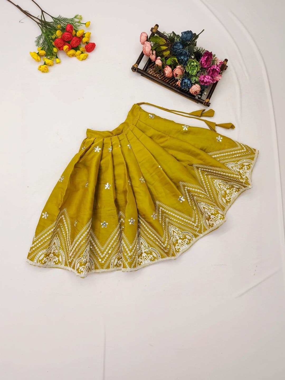 Sangria Girls Embellished Mirror Work Ready to Wear Lehenga & thumbnail 2