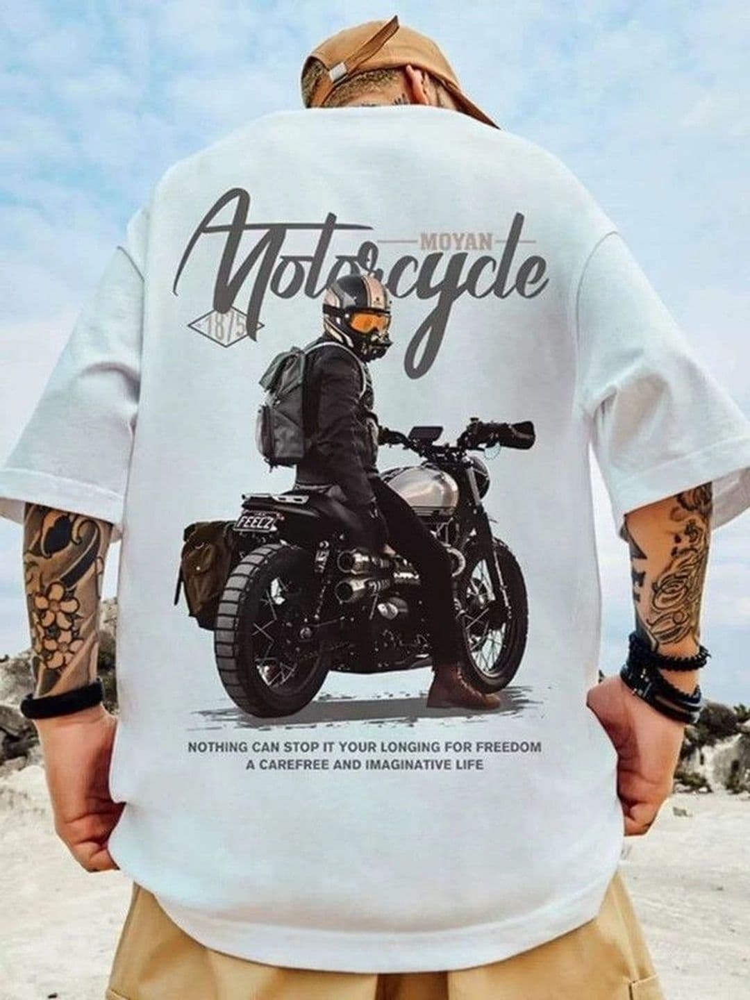 HUMMING TONE Men Printed Drop-Shoulder Sleeves T-shirt thumbnail 3