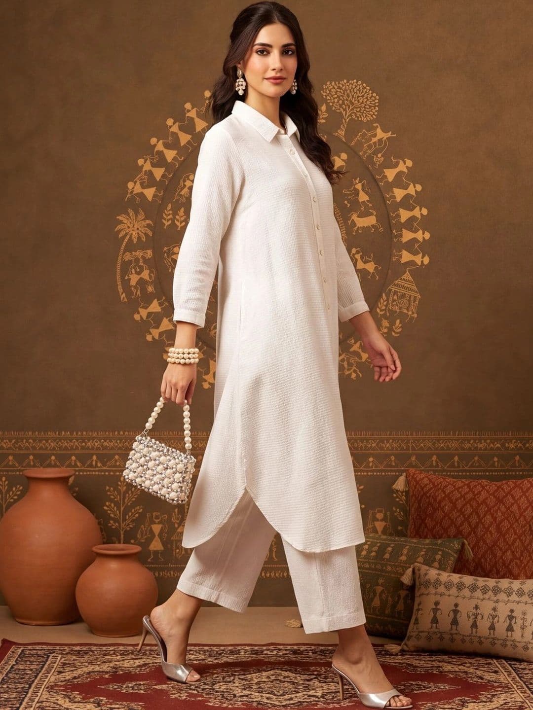 Anouk Women Regular Pure Cotton Kurta with Trousers thumbnail 4