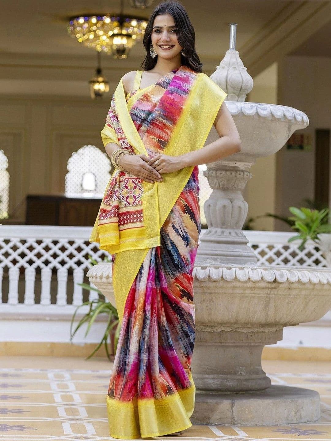 KALINI Zari Art Silk Fusion Saree thumbnail 5